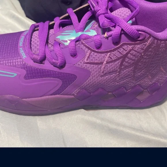 Purple lamelos basketball shoes color is purple size 9 and a half LaMelo Ball has revealed a new purple and teal Puma MB.01 at  main image 3